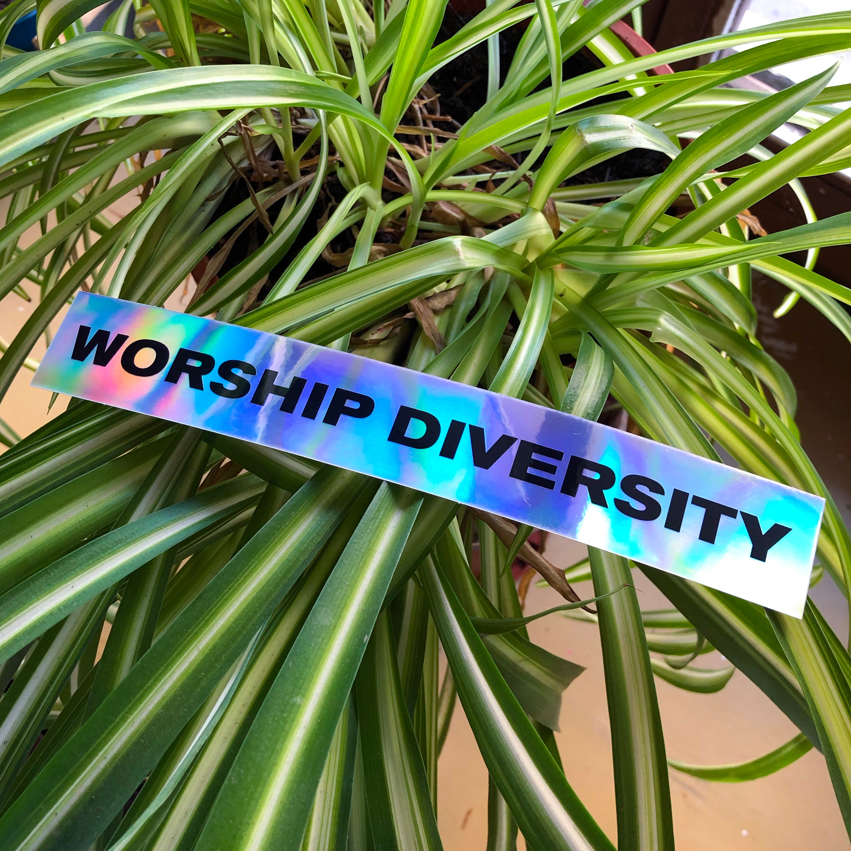 "Worship diversity" sticker